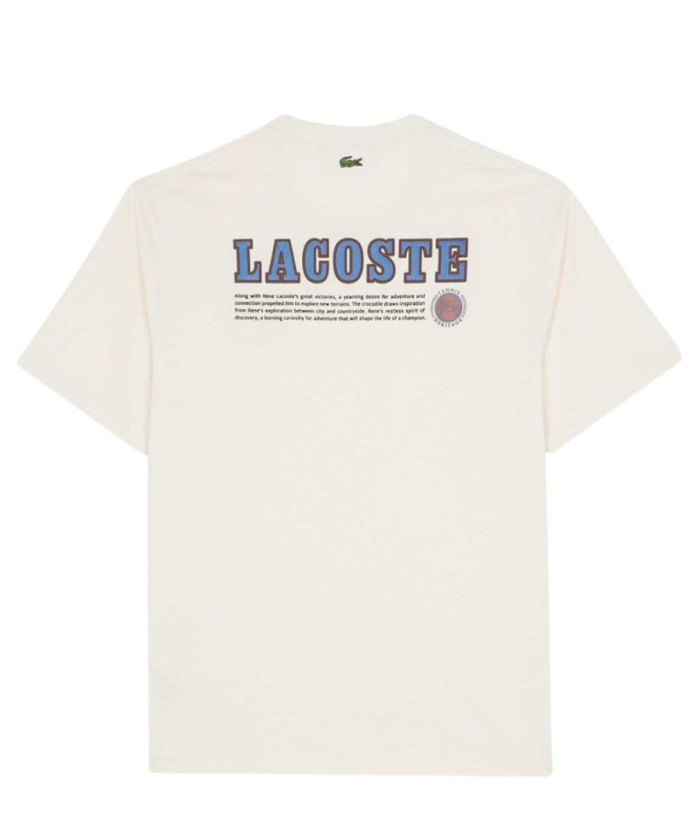Мужская теннисная футболка Lacoste Multi Print Jersey - ecru white