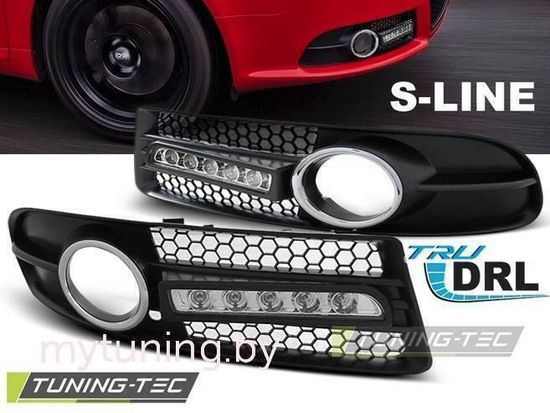 Дневные ходовые огни Audi A4 B7 led drl black S-LINE
