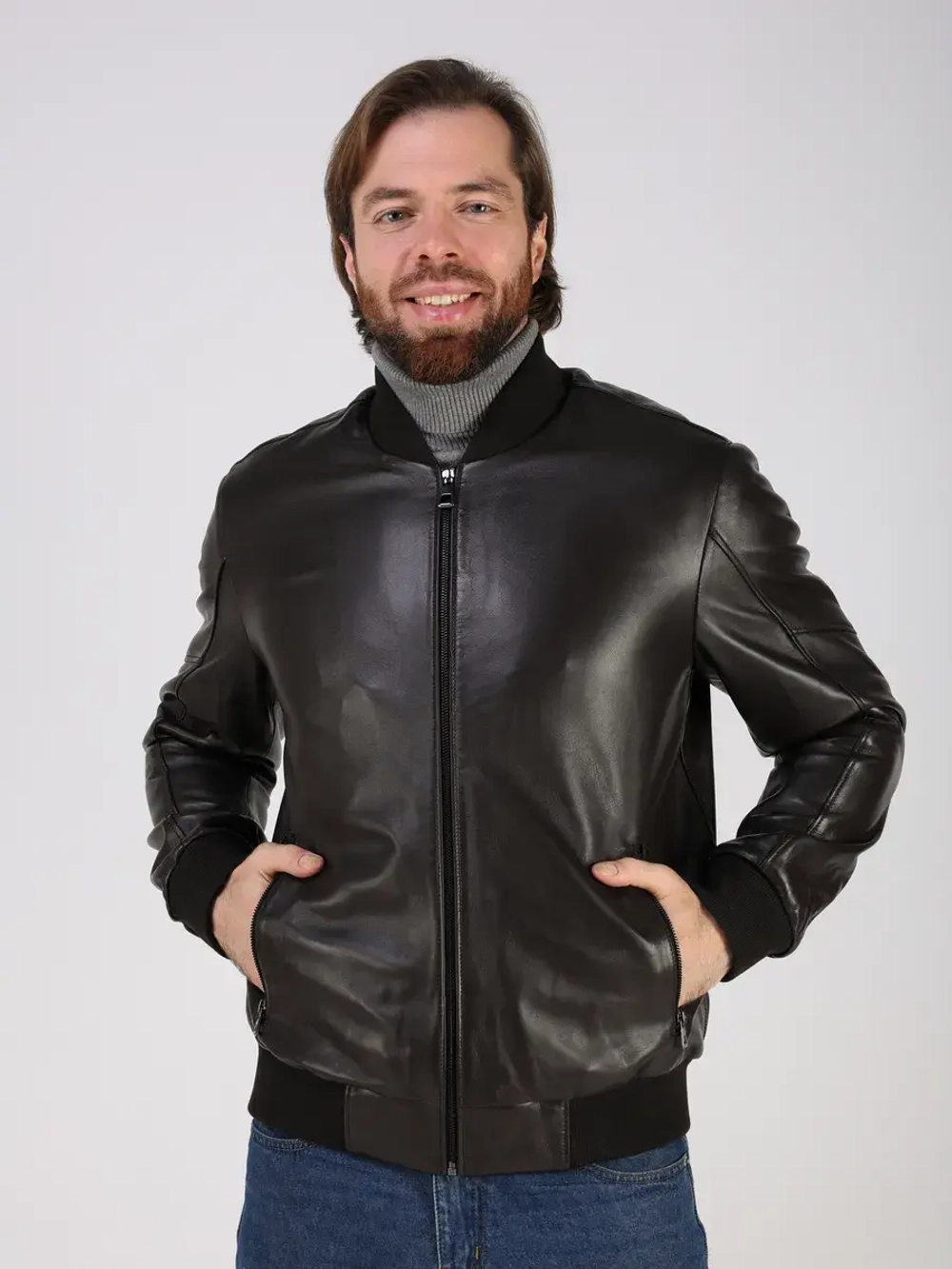 Кожаная куртка демисезонная Турция бомбер