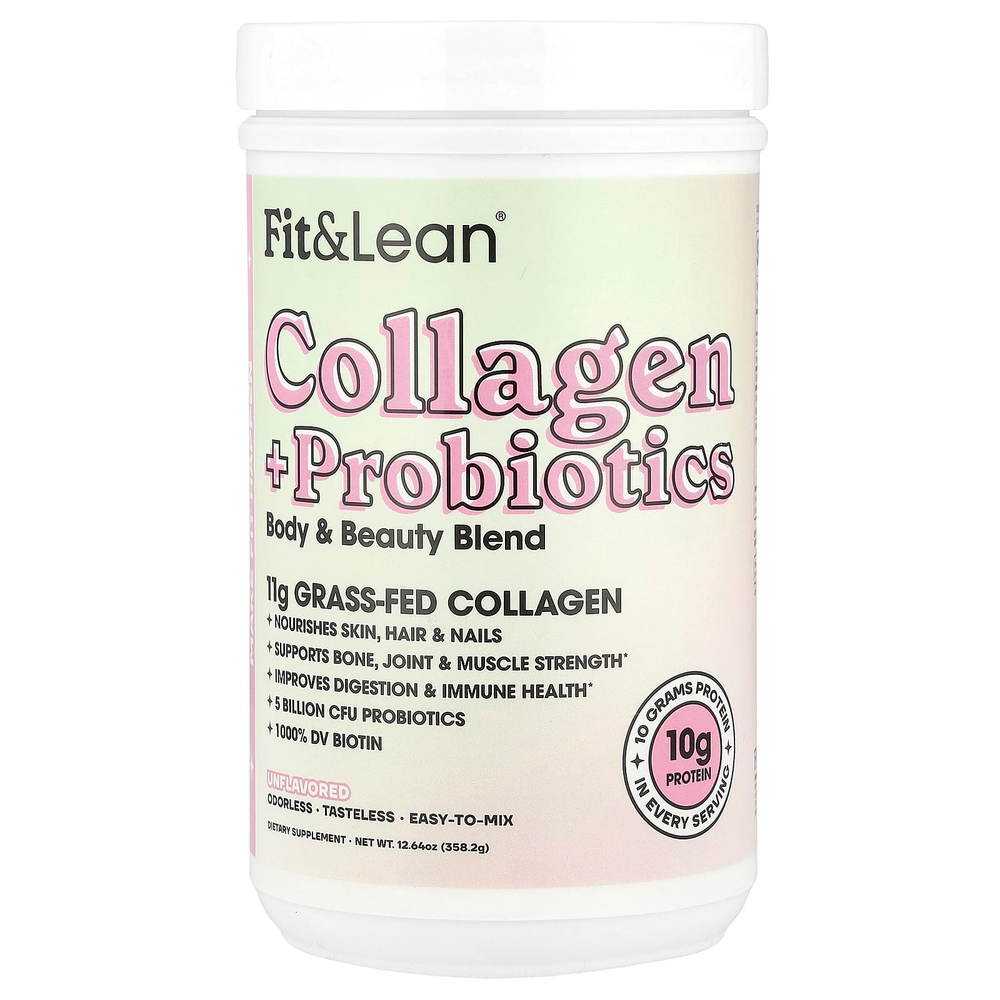 Fit & Lean, Коллаген с пробиотиками, без добавок, 358,2 г (12,64 унции)