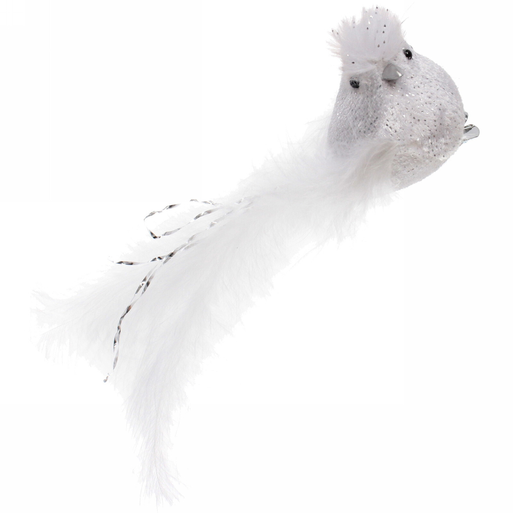 Украшение новогоднее на зажиме «Весеннее пение птиц» 13 см, Белый