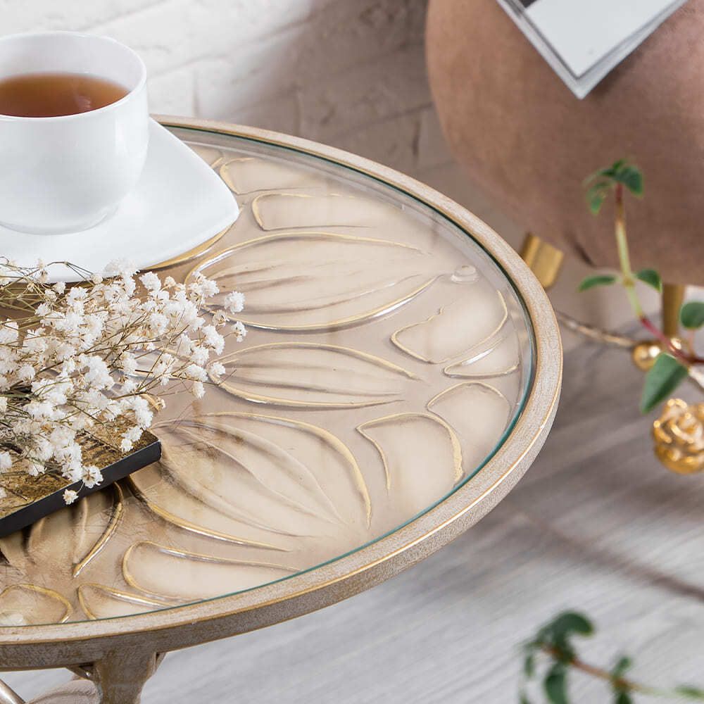 Столик декоративный Зарнички Санфлауэр Айвори Мраморное золото