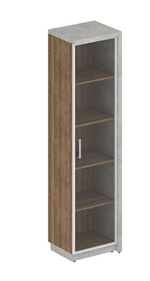 Шкаф для документов узкий со стеклом Wood&Stone