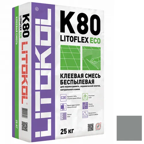 Клей Litokol LitoFlex K80 Еco для плитки и камня серый 25 кг