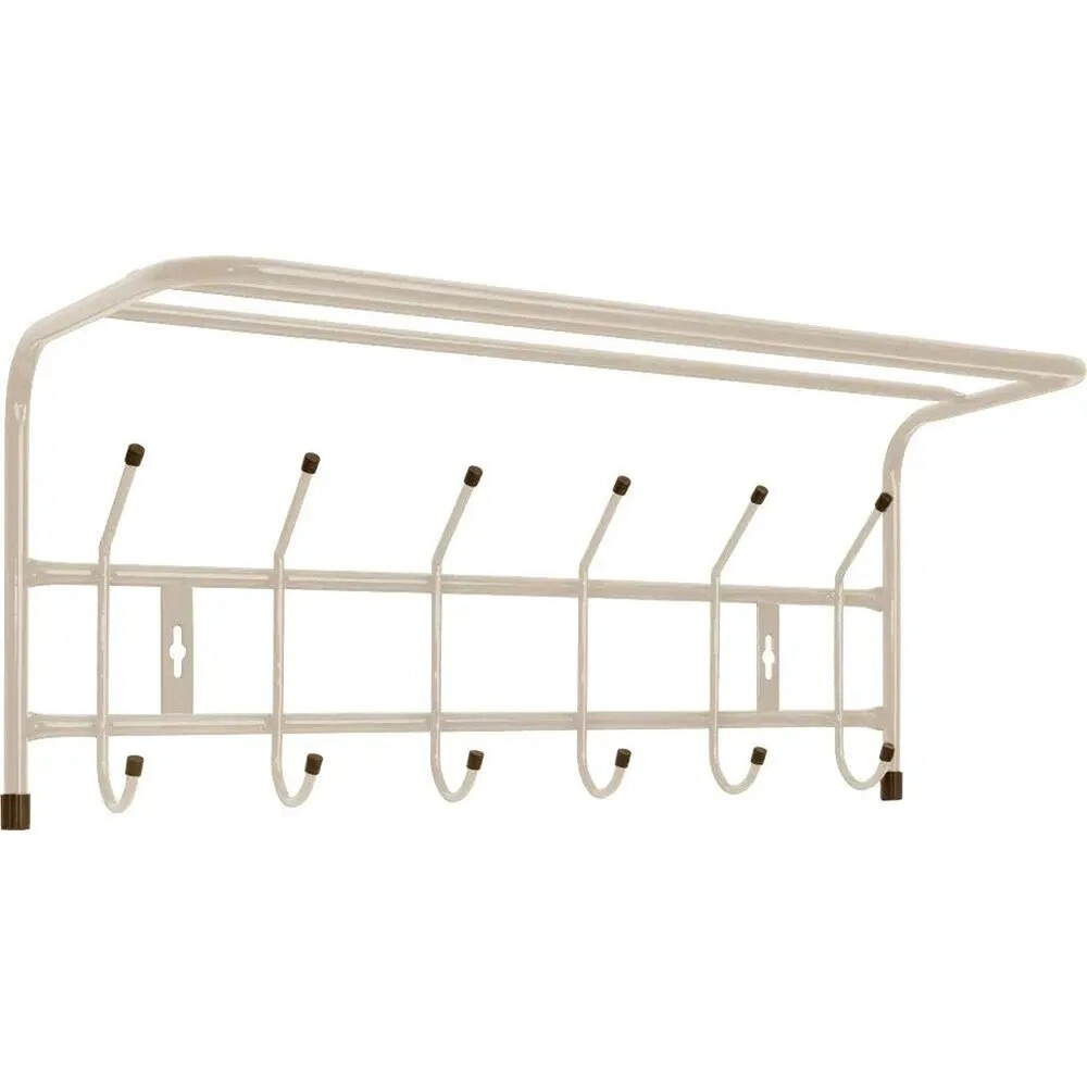 Вешалка настенная 6 крючков с полкой, 605, Бежевый металлик, ВП6/БЖ