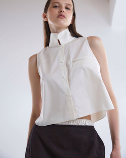 Рубашка без рукавов из хлопка Макс Мара экрю