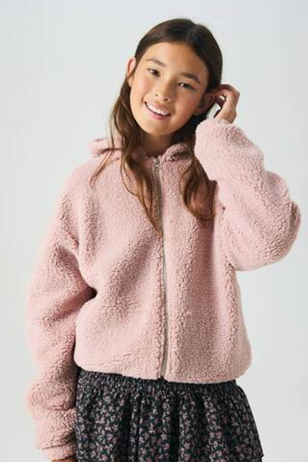 H&M Плюшевая толстовка с капюшоном и молнией, пыльно-розовый