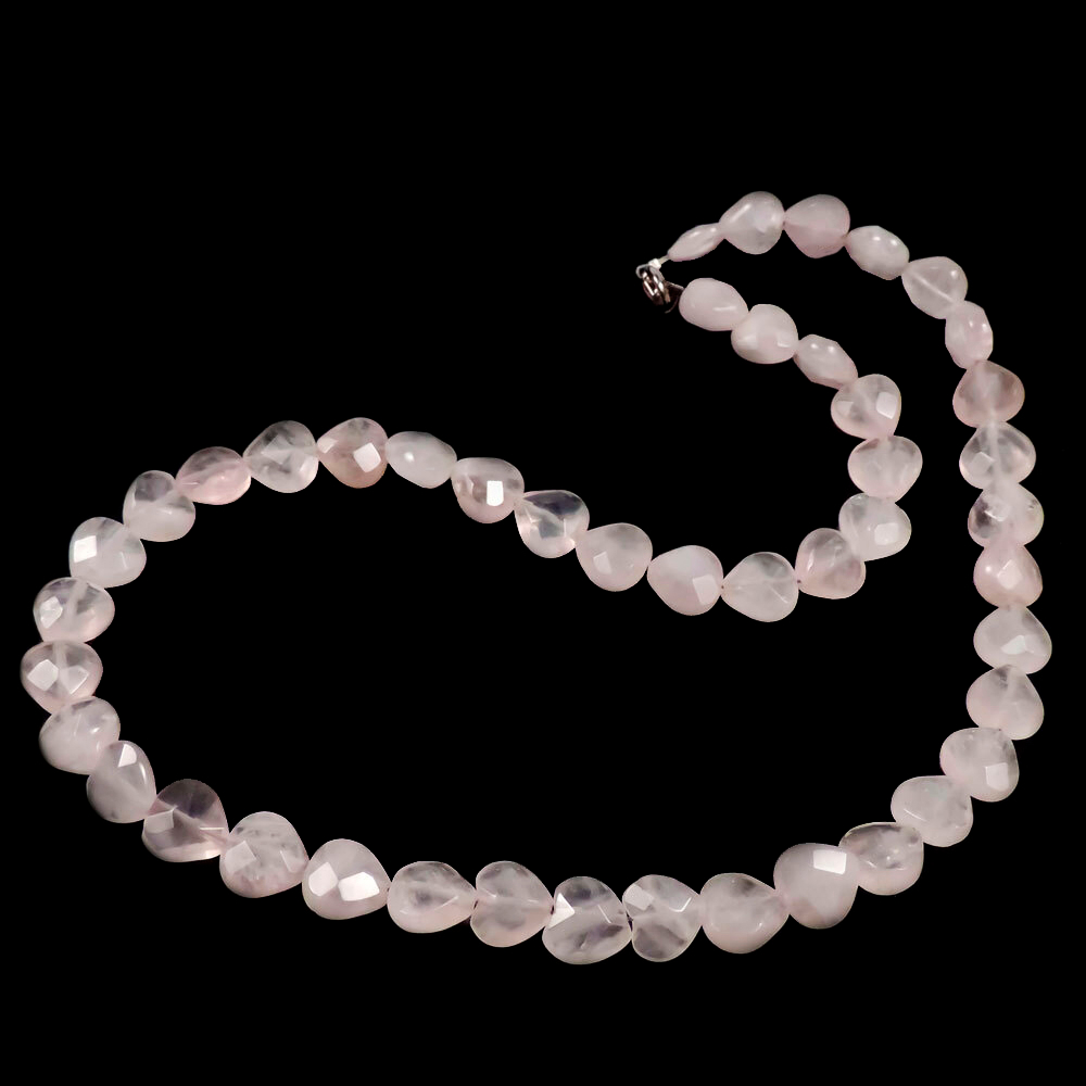 Бусы "Сердечки" розовый кварц