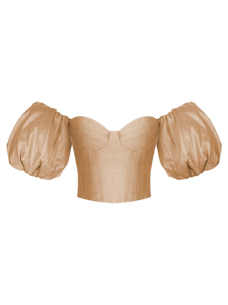 Шелковый топ с объемными рукавами