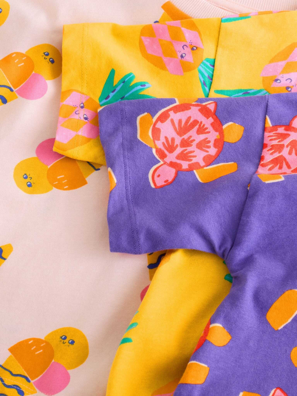 Пижама для девочки Next AC2-737, 3 шт., Сиреневый, Оранжевый, Розовый