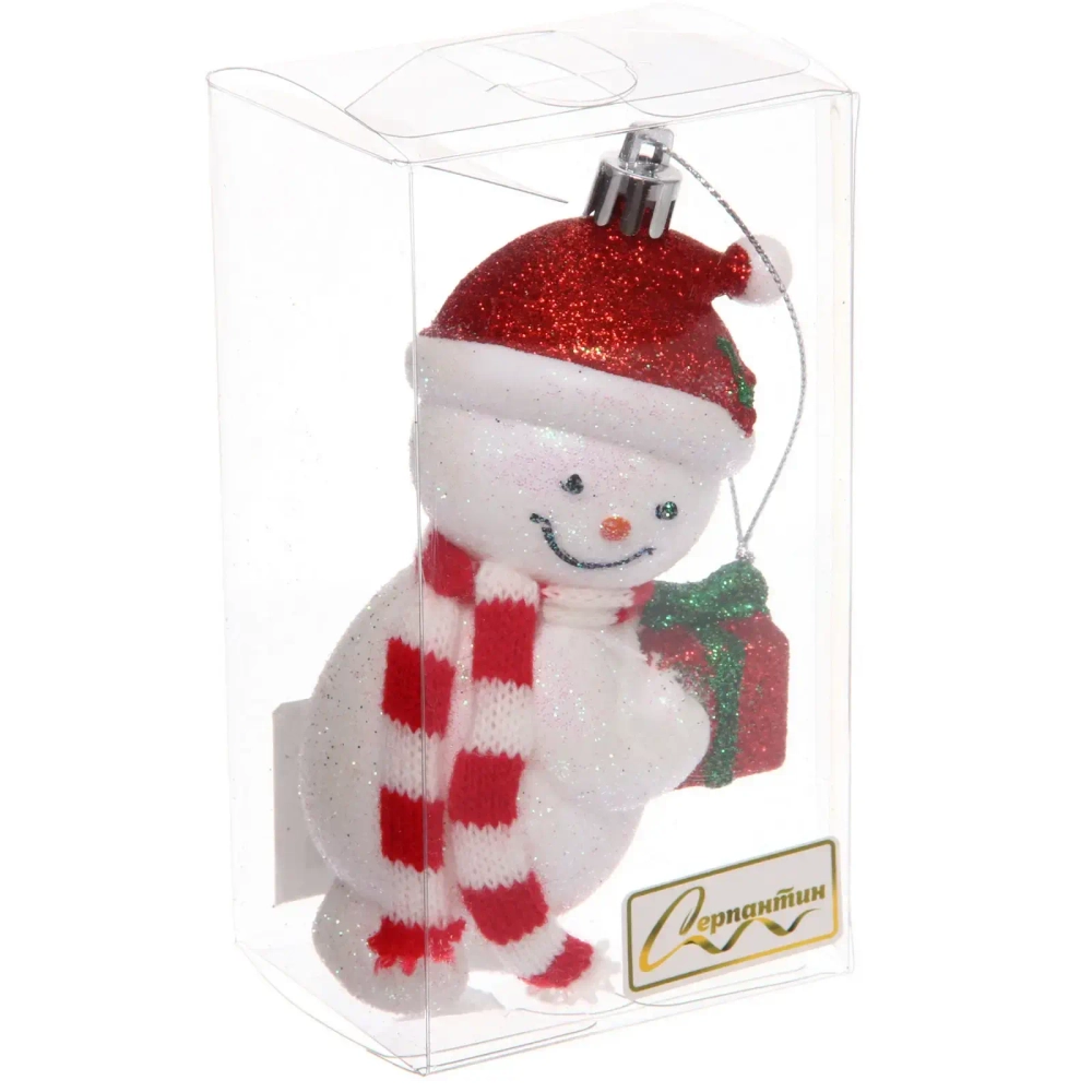 Елочная игрушка «Снеговик в шарфике» 6*4,5*12 см, Красный