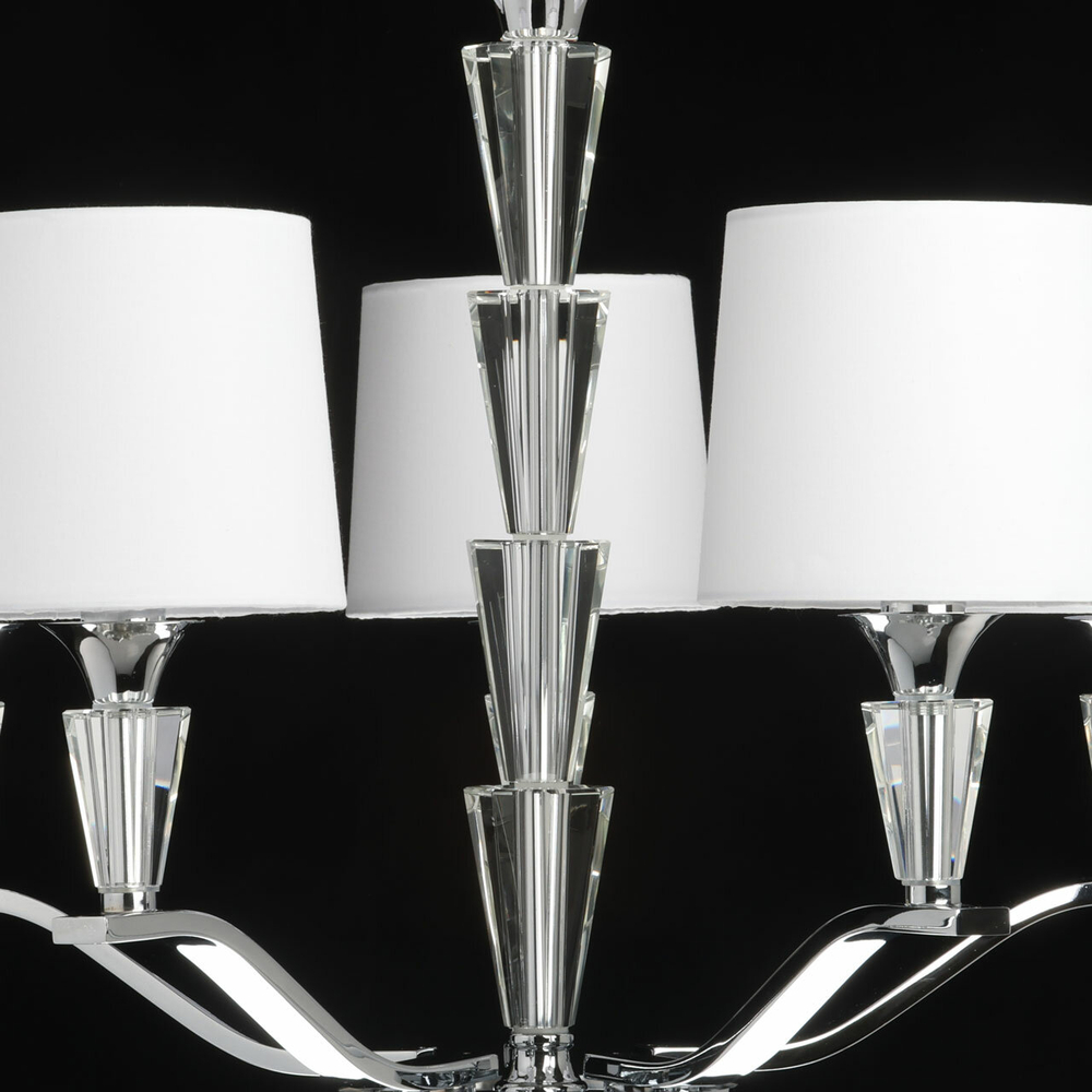 Люстра подвесная для гостиной/спальни/кухни/столовой/офиса MW-Light Палермо, 5 ламп E14, 200 Вт, 10 м2, хром/белый