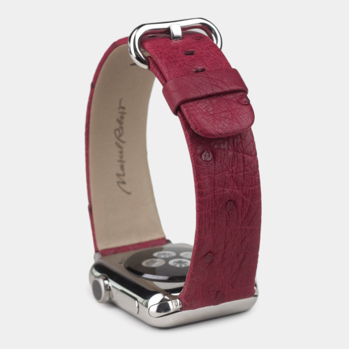 Ремешок для Apple Watch 44/45/46 mm из кожи страуса, цвета фуксии
