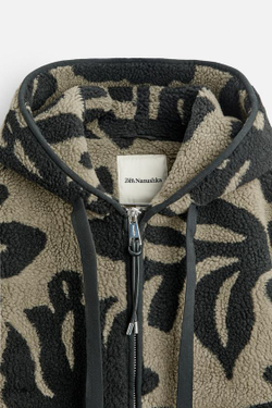 ZARA X NANUSHKA ЖАККАРДОВАЯ КУРТКА ИЗ ИСКУССТВЕННОЙ ШЕРСТИ, ЗЕЛЕНЫЙ