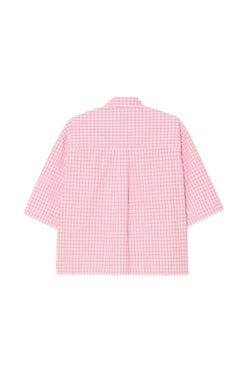ZARA X BENITO ANTONIO РУБАШКА С ОТЛОЖНЫМ ВОРОТНИКОМ, РОЗОВЫЙ/БЕЛЫЙ