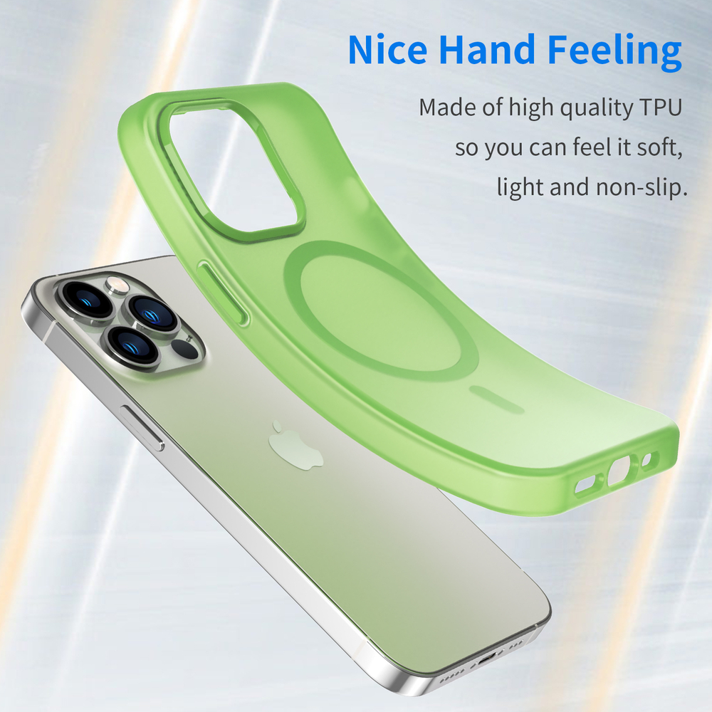 Мягкий чехол зеленого цвета с поддержкой MagSafe для iPhone 13 Pro Max, серия Frosted Magnetic