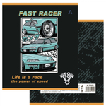 Тетрадь 48л, А5, клетка, Alingar, "Life is race" , скрепка,мелованный картон (стандарт), выб УФ лак, блок офсет, 5 дизайнов в пленке т/у