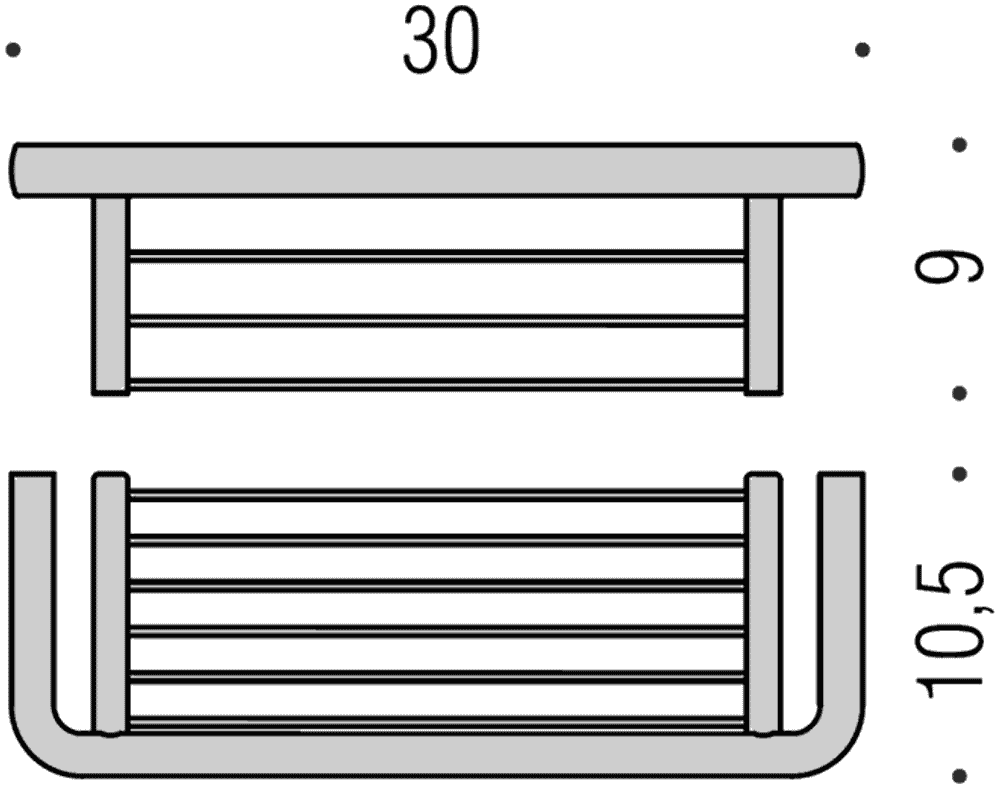 Полка для ванны 30см. Colombo Lulu B6232GL, золото схема