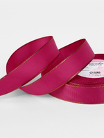 Лента репсовая, с золотым люрексом, 25 мм, ярко-розовая №028, 10508013