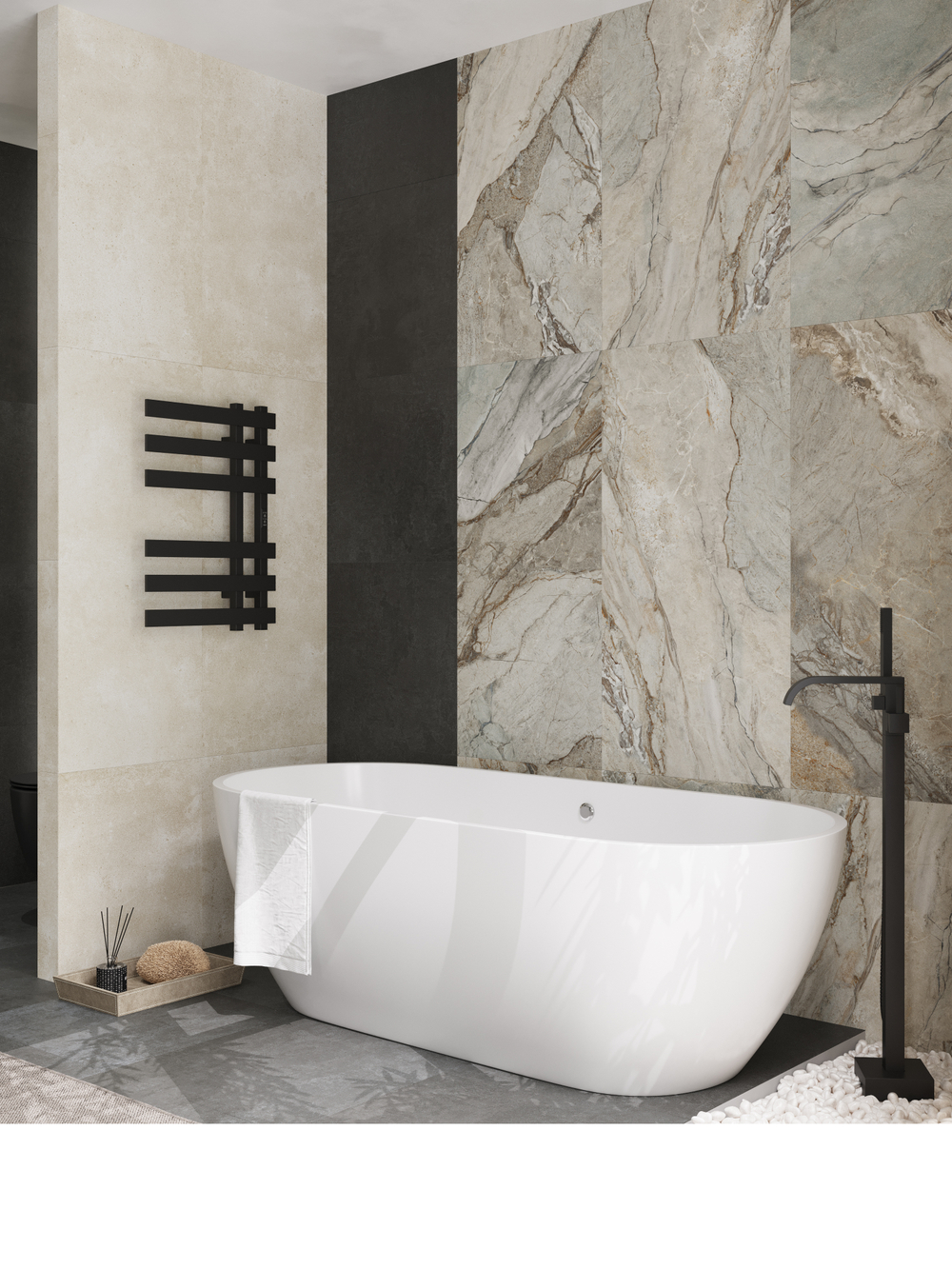 Полотенцесушитель электрический EWRIKA Медея LX 70x50 см, подключение справа, слева, матовый черный, лесенка, из стали