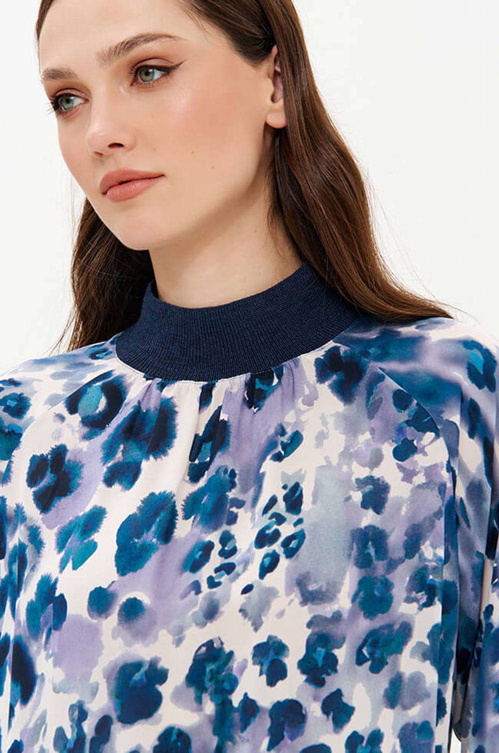 23415 Блузка женская (синий принт)