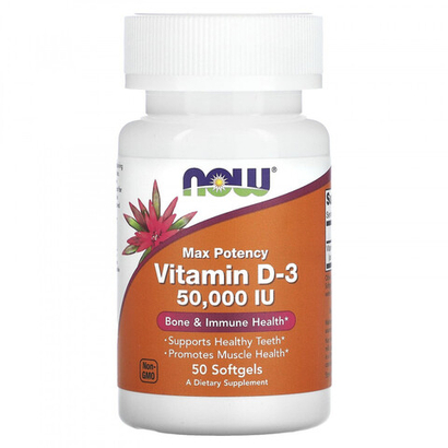 Now Foods Vitamin D3 50000 МЕ 50 softgels, Витамин Д3