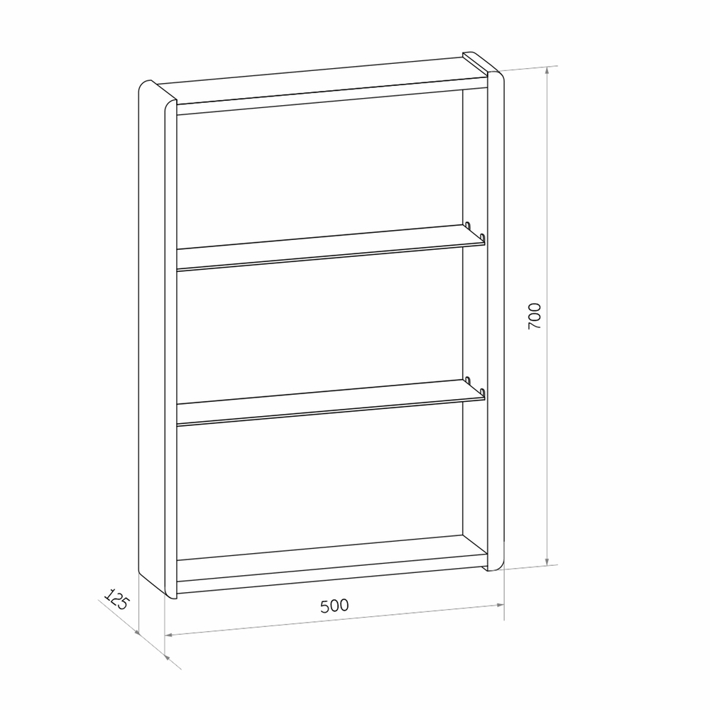 Зеркальный шкаф MIXLINE "Симпл" 500*700 (ШВ) универсальный,механический выкл., светодиодная подсветк