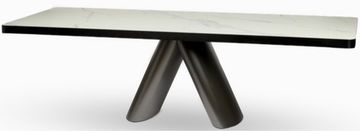 Обеденный стол Rory 260х100 нержавеющая сталь, столешница фарфор белый