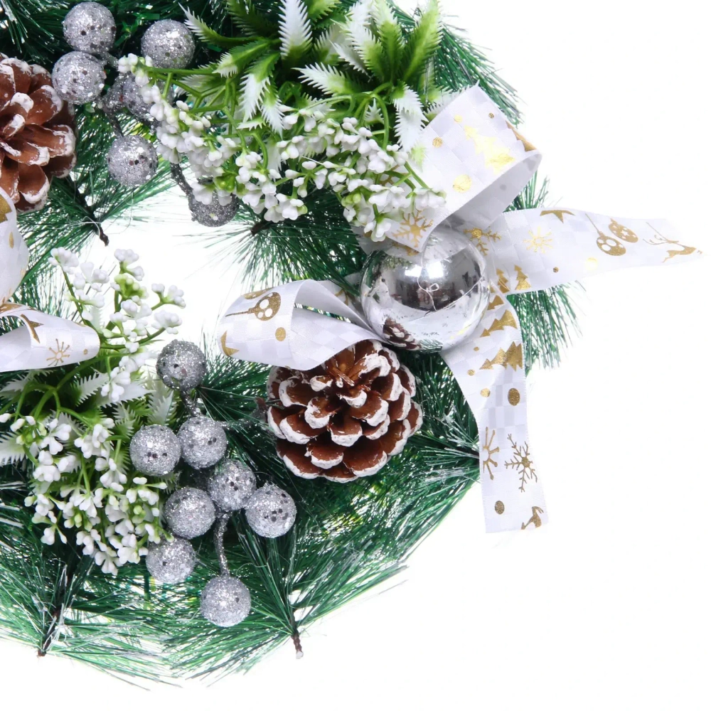 Венок хвойный «Лесное очарование» d-25 см, Серебро