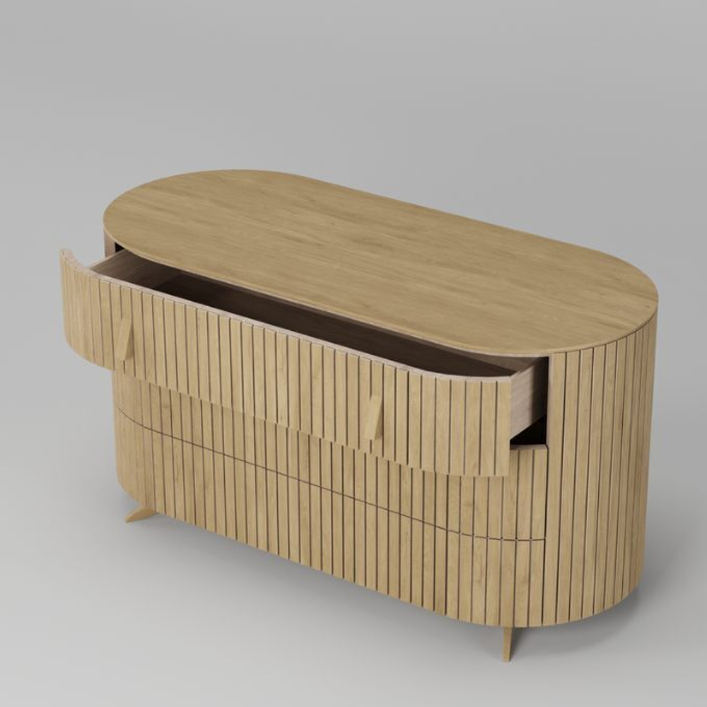 Комод 3 ящика Эклипс (натуральный дуб), 126x68x54 см