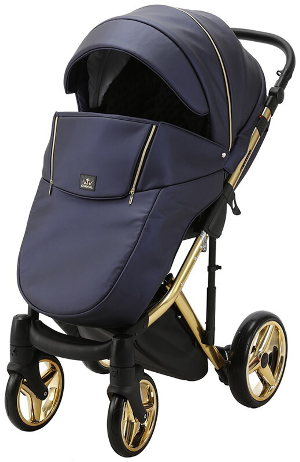 Детская коляска Adamex Chantal Special Edition Deluxe 2 в 1 C108 (СИН.ПЕРЛ.КОЖА ЗОЛОТ РАМА)