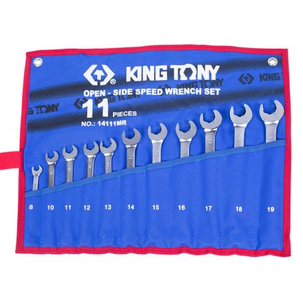 Цена на KING TONY (14111MRN) Набор комбинированных трещоточных ключей, 8-19 мм, чехол из теторона, 11 предметов
