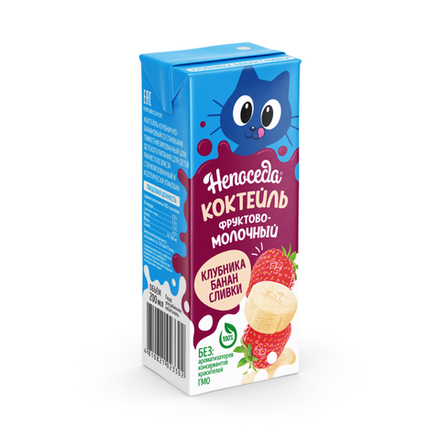 Коктейль молочный Непоседа Клубника-банан 0,2 л