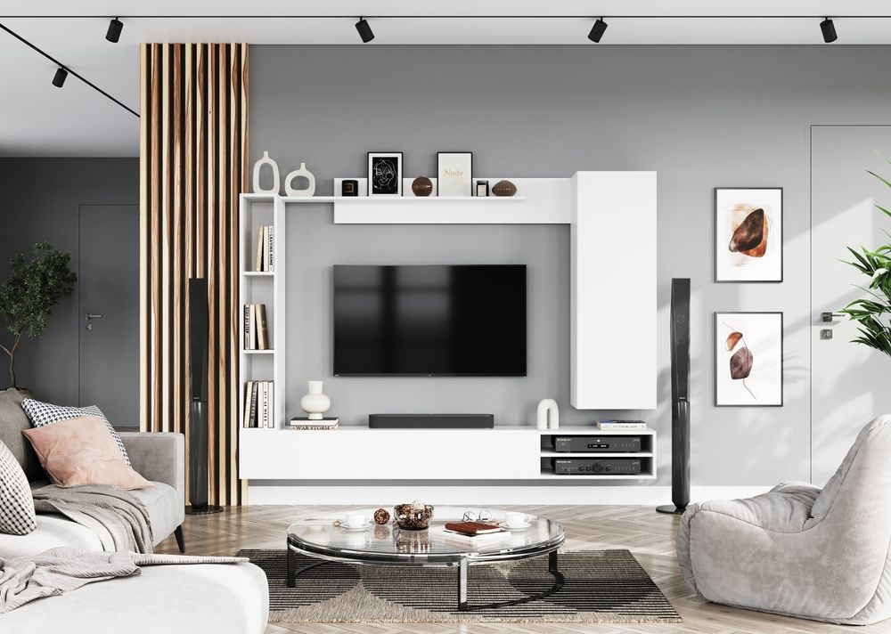 Тумба подвесная открытая "Бэлла" (Белый лофт)