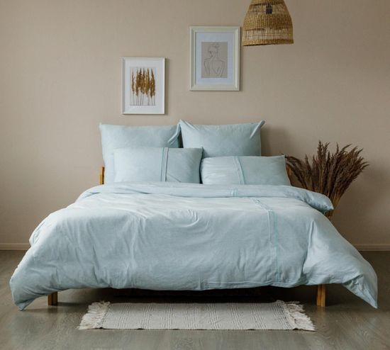 Двуспальный комплект постельного белья Васильковый трикотаж