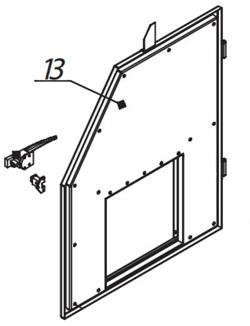 Дверь проходная левая для пескоструйной камеры contracor cab-110sd, артикул 83100028