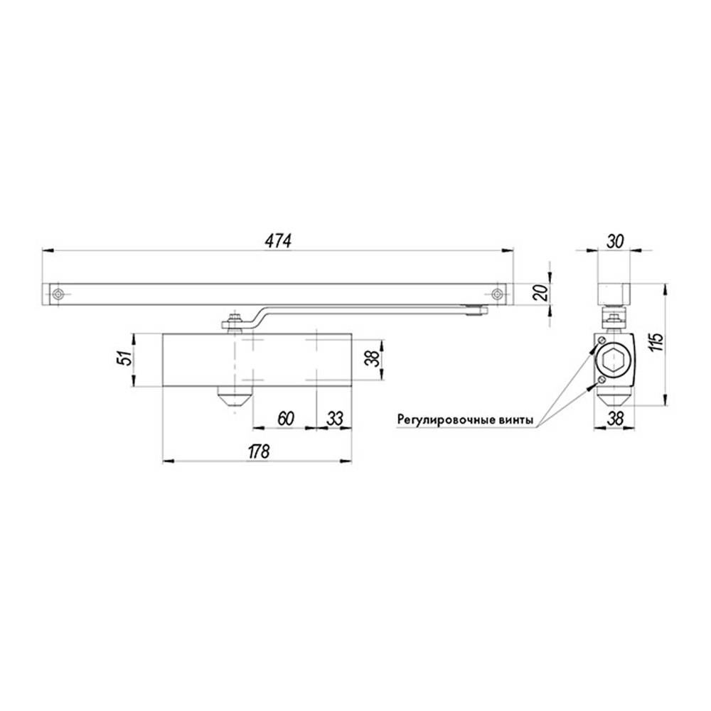 Доводчик дверной со скользящей тягой DCSLIDER85 (DCS-85) BR (коричневый)