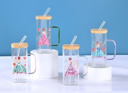 GAEM Кружка с крышкой и трубочкой, 350 мл, L9,5 W6 H18 см, 4в.