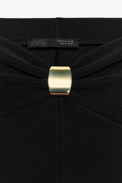 ZARA ЛЕГИНСЫ С МЕТАЛЛИЧЕСКОЙ АППЛИКАЦИЕЙ, ЧЕРНЫЙ