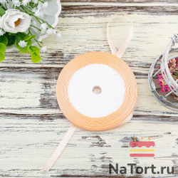 Лента атласная 6 мм (23 метра, цвет №7  персиковый)