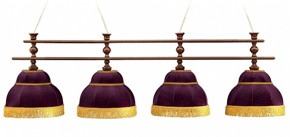 Лампа Аристократ-2 4пл. ясень (№3,бархат зеленый,бахрома зеленая,фурнитура золото)