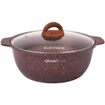 Кастрюля-жаровня 5л диаметром 28см со стекл. крышкой, АП линия «Granit ultra» (red)