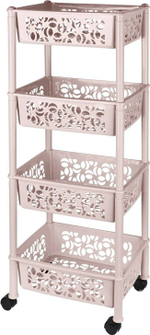 Этажерка Light 4-х секционная прямоугольная 370*290*190 на колесиках Keeplex