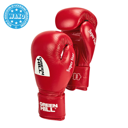 BGS-1213w Кикбоксерские перчатки Super Star WAKO Approved красные