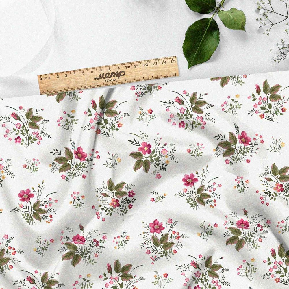 Ткань футер 2-х нитка нежные букеты