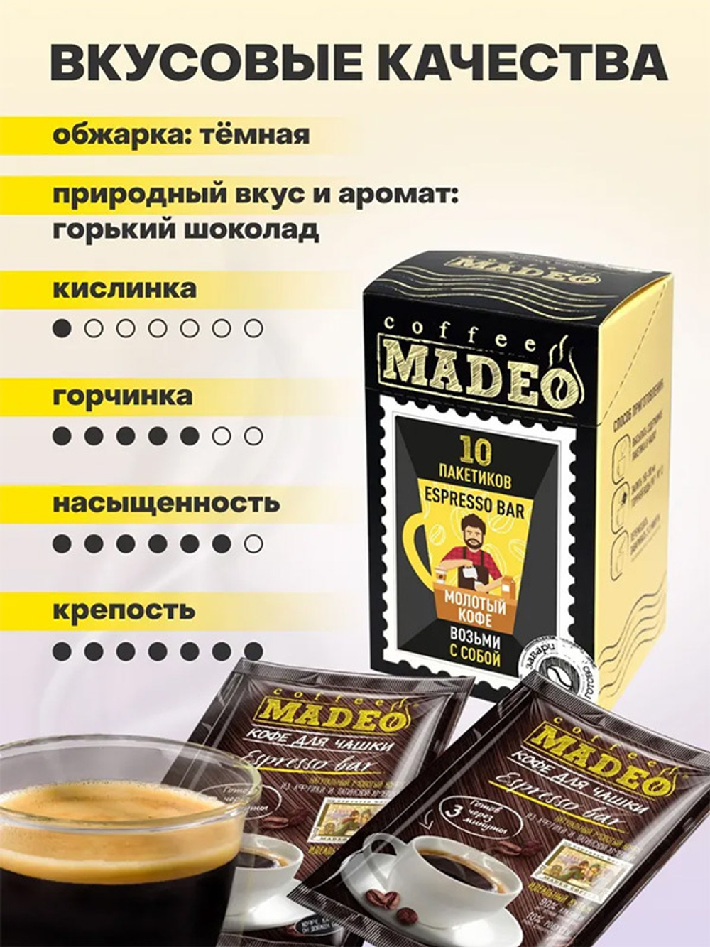 Молотый кофе для чашки РЧК Espresso Bar 10шт