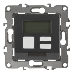 12-4111-12 ЭРА Терморегулятор универс. 230В-Imax16А, IP20, Эра12, графит | Эра 12 Графит