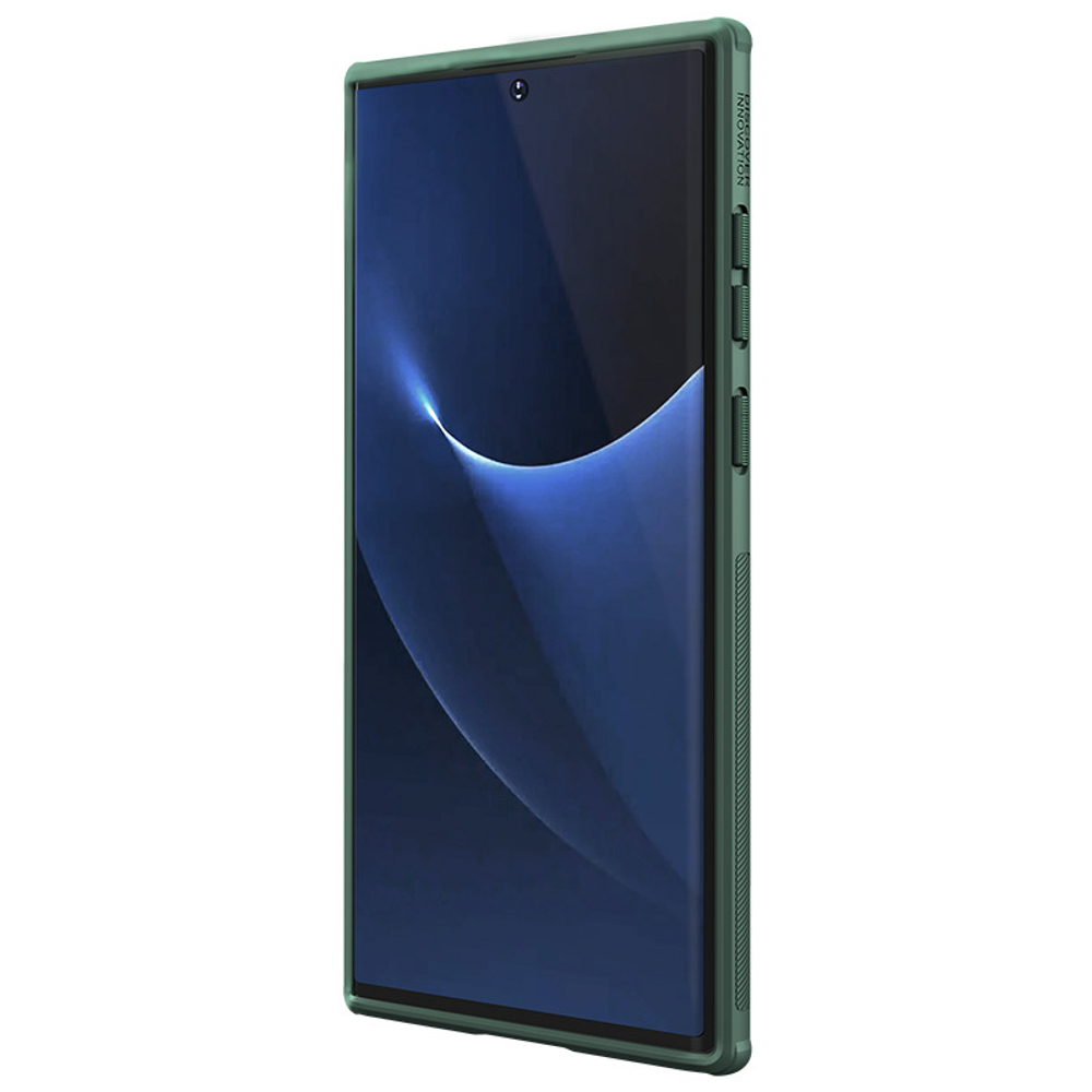 Усиленный защитный чехол зеленого цвета от Nillkin для Samsung Galaxy S22 Ultra, серия Super Frosted Shield Pro, двухкомпонентный