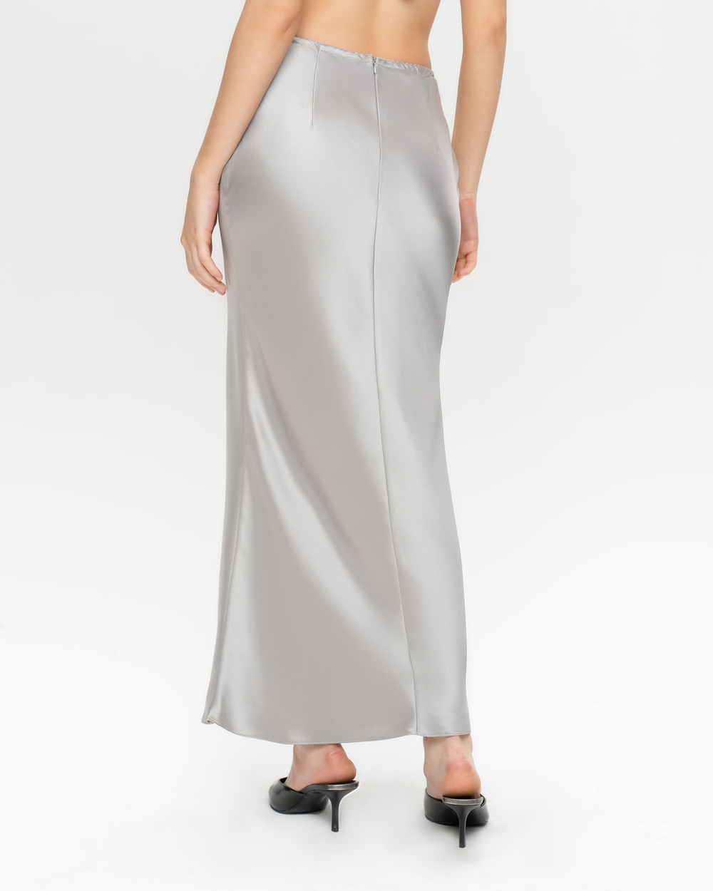 Юбка миди из жемчужного сатина