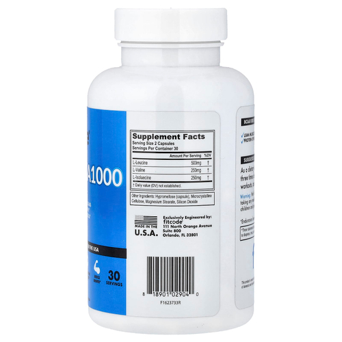 fitcode, BCAA 1000, 60 капсул